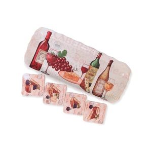 Wine-Theme Serving Tray & 4 Matching Coasters